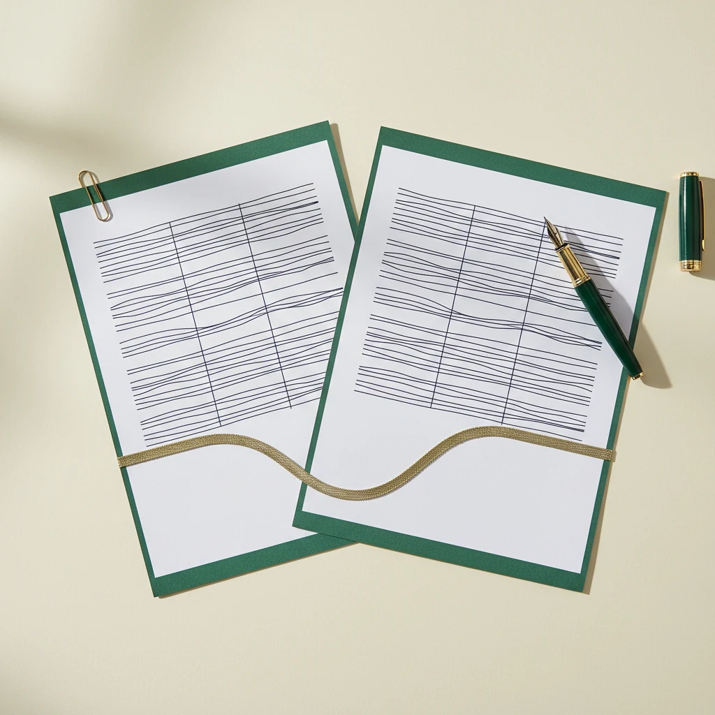Two long-term care insurance policy documents connected by a gold thread, illustrating shared care benefit pooling between spouses